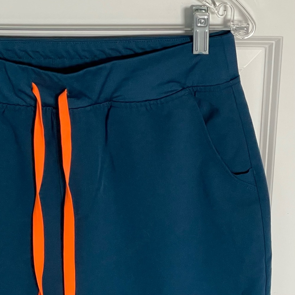 Figs Women's Blue Scrub with Orange Drawstring - Picture 8 of 16